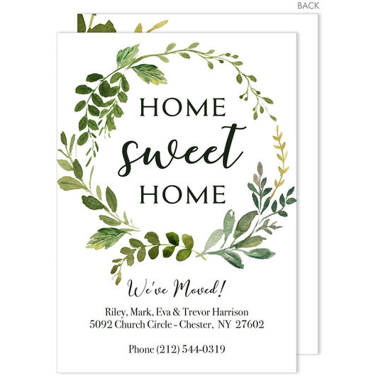 Vine Wreath Home Sweet Home Moving Announcements